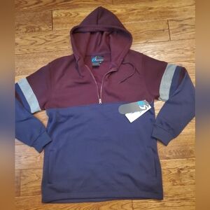 Burgundy and Navy Half-Zip Hoodie